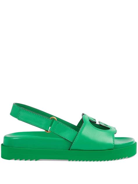 gucci green platform sandals|gucci interlocking sandals.